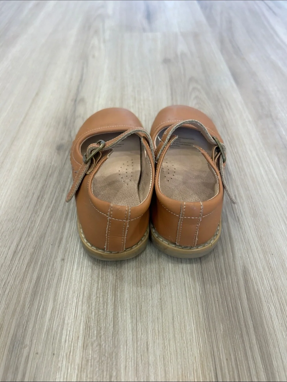 SweetHoney Toddler Cognac Tan Leather Scalloped Mary Jane Shoes Size 9
